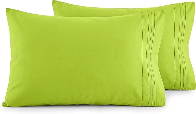 Crafted Elegant Comfort Luxury Ultra-Soft 2-Piece Pillowcase Set – 1500 Premium Hotel Quality Microfiber Double Brushed – Wrinkle Resistant King Lime Superior