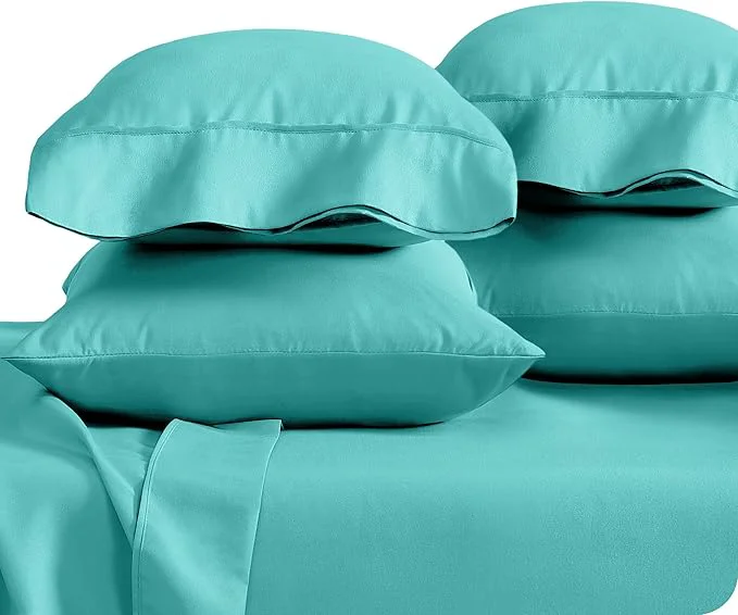 Exclusive Bare Home Microfiber Bulk Pillow Cases – Standard Queen Size Set of 4 – Cooling Pillowcases – Double Brushed – Turquoise Pillowcases 4 Pack – Easy Care Standard – 4 Pack Turquoise Advanced