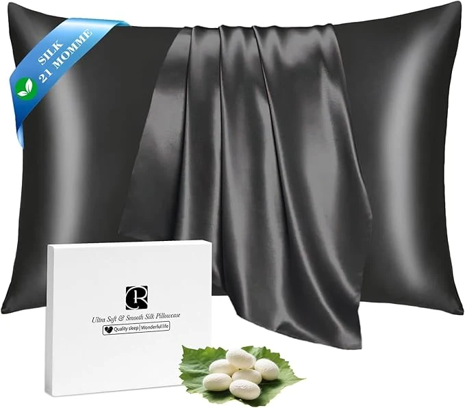 Secure Ravmix Silk Pillow Cases with Zipper 21momme Mulberry Silk Pillowcase for Hair Skin Health Soft Smooth Breathable Cool Pillow Cover for Beauty Sleep with Gift Box 1PC Queen 20 quot x30 quot Black Exceptional