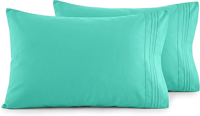 Unique Elegant Comfort Luxury Ultra-Soft 2-Piece Pillowcase Set – 1500 Premium Hotel Quality Microfiber Double Brushed – Wrinkle Resistant King Size Paradise Teal Efficient