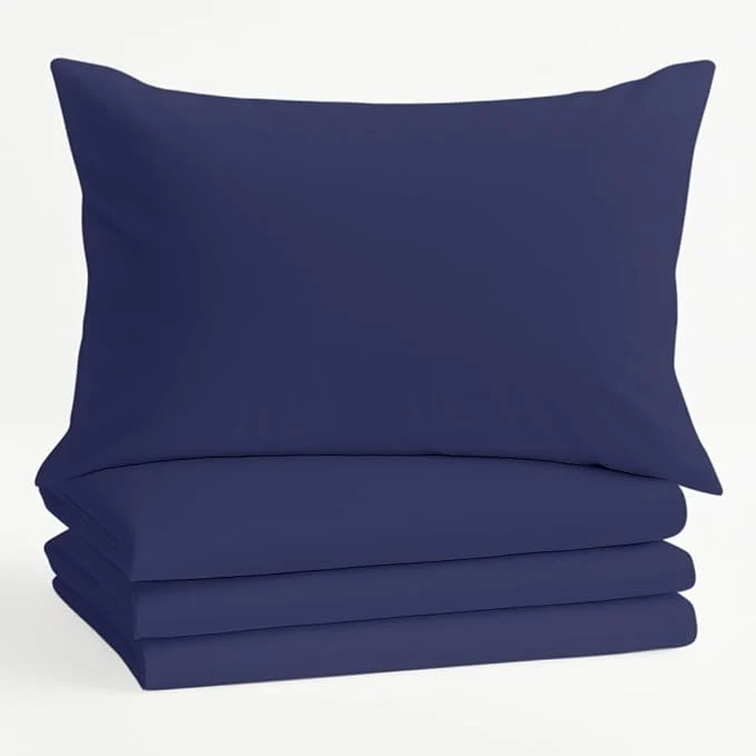 Expertly Made Comfort Beddings King Pillowcases Set of 4 – Organic Cotton 600 Thread Count Sateen Soft amp Comfy Pillow Covers with Envelope Closure Blue King Size 20 x 36 Inches Relaxed