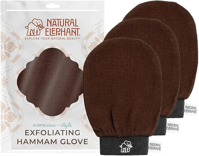 Powerful Natural Elephant Exfoliating Hammam Glove Moroccan Kessa Body Scrub Solid