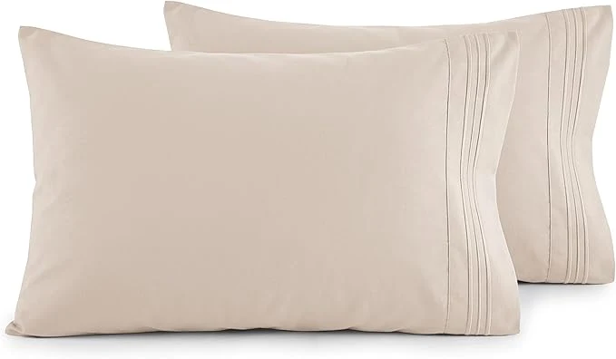 Top-Quality Elegant Comfort Luxury Ultra-Soft 2-Piece Pillowcase Set – 1500 Premium Hotel Quality Microfiber Double Brushed – Wrinkle Resistant King Cream Powerful