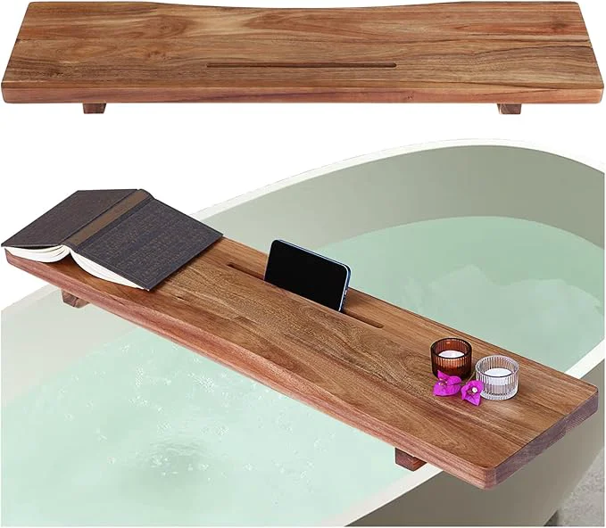 Consistent Premium 1.2IN Thickened Board Acacia Wood Bathtub Tray Caddy Responsible
