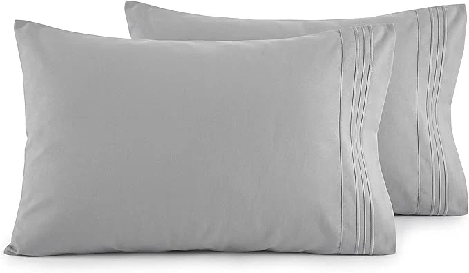 Smooth Elegant Comfort Luxury Ultra-Soft 2-Piece Pillowcase Set – 1500 Premium Hotel Quality Microfiber Double Brushed – Wrinkle Resistant King Size Silver Blue Fine
