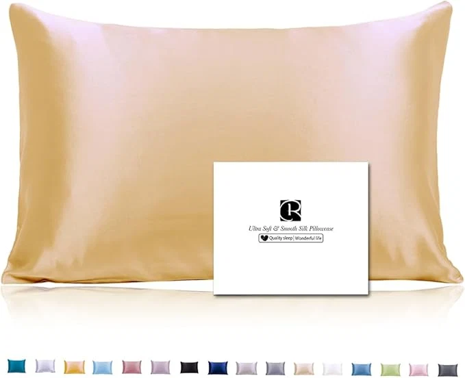 Casual Ravmix Silk Pillow Cases with Zipper 21momme Mulberry Silk Pillowcase for Hair Skin Health Soft Smooth Breathable Cool Pillow Cover for Beauty Sleep with Gift Box 1PC Queen 20 quot x30 quot Gold Verified
