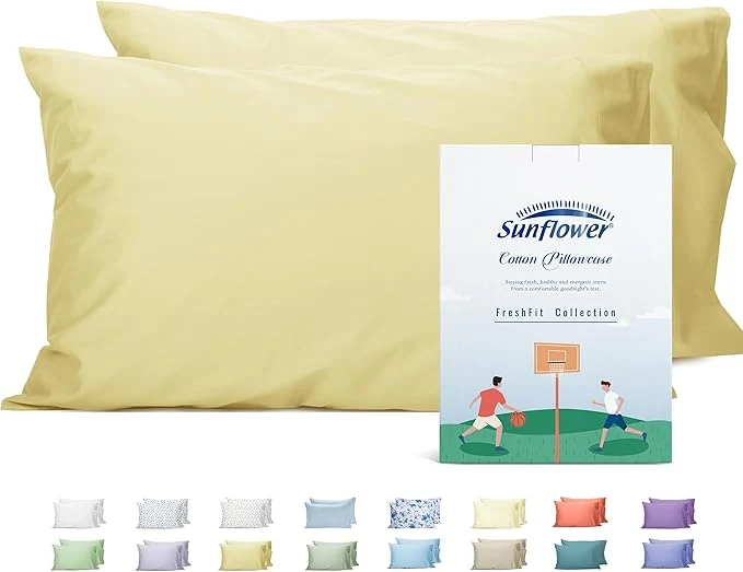 Trusted Sunflower King Pillowcases Set of 2 Cotton King Size Pillow Cases 2 20×40 inches Honeyed Straw Soft and Breathable Sophisticated