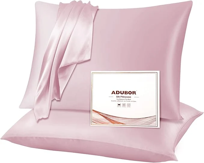 Original Design Adubor Silk Pillowcase 2 Pack for Hair and Skin with Hidden Zipper Both Sides 23 Momme Silk Pillow Case Pink Standard 20 39 39 x26 39 39 Premium