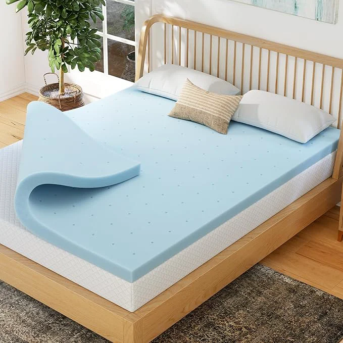 Clean EGOHOME 2 Inch King Memory Foam Mattress Topper Cooling Gel Infused amp Pressure Relieving Pad in a Box Dorm Room Essentials Blue Advanced