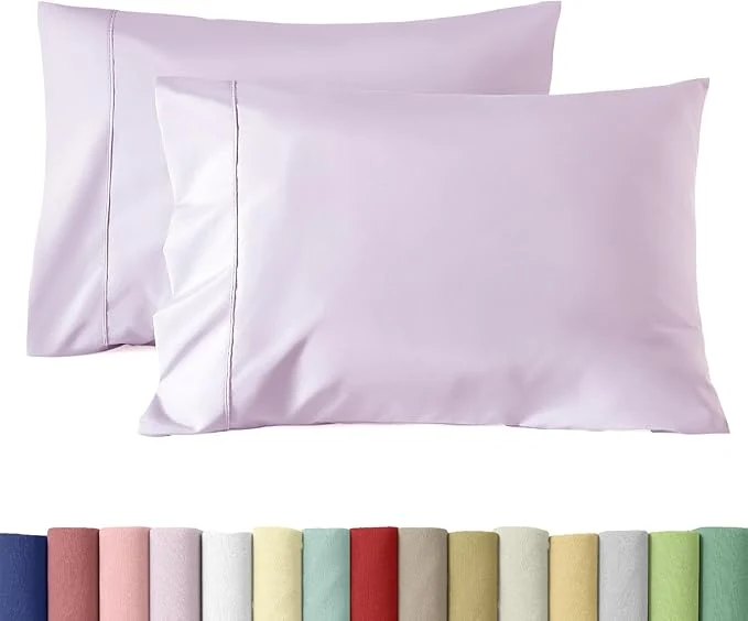 Crafted WINLIFE Queen Pillowcases Set of 2 Cotton Egyptian Quality Queen Pillow Cases 2 20×30 inches Soft and Breathable Pillow Cover Lavender Original Design