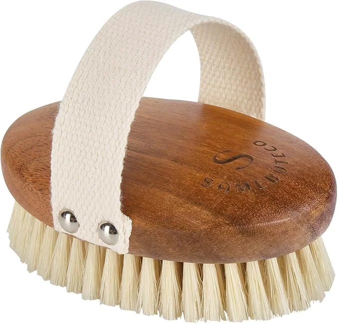 Premium SAMEBUTECOBody Brush Solid Acacia Wood Boar Bristles Bath Brush Luxury