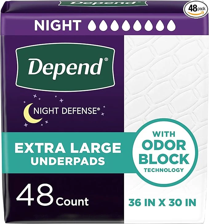 Genuine Depend Underpads XL Disposable Incontinence Bed Pads for Adults Slip Resistant 36 quot x 30 quot 48 Count Advanced