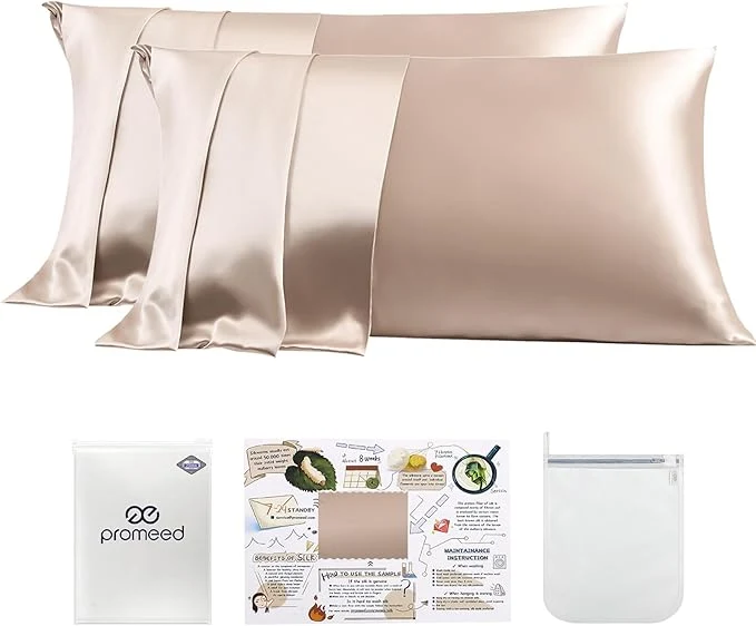Durable PROMEED 23 Momme Silk Pillowcase 2 Pack Toddler Travel Size with Laundry Bag Highest Grade 6A Mulberry Silk Pillow Case Set of 2 Zipper Toddler Travel 13 quot x18 quot Champagne Powerful