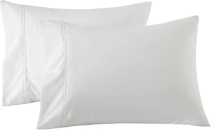 Environmentally Friendly WINLIFE Cotton Pillowcases Set of 2 King Size Pillow Cases 20×36 Inches Soft and Breathable Pillow Cover Pure White Solid