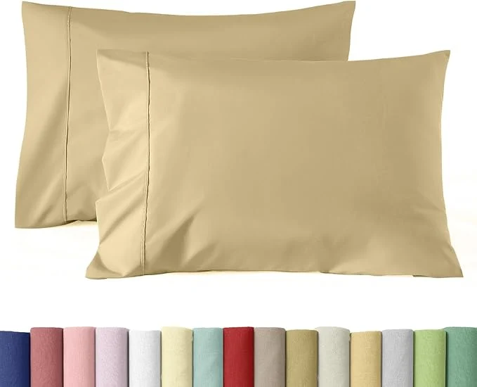 Original Design WINLIFE Standard Pillowcases Set of 2 Cotton Egyptian Quality Standard Pillow Cases 2 20×26 inches Soft and Breathable Pillow Cover Khaki Trendy