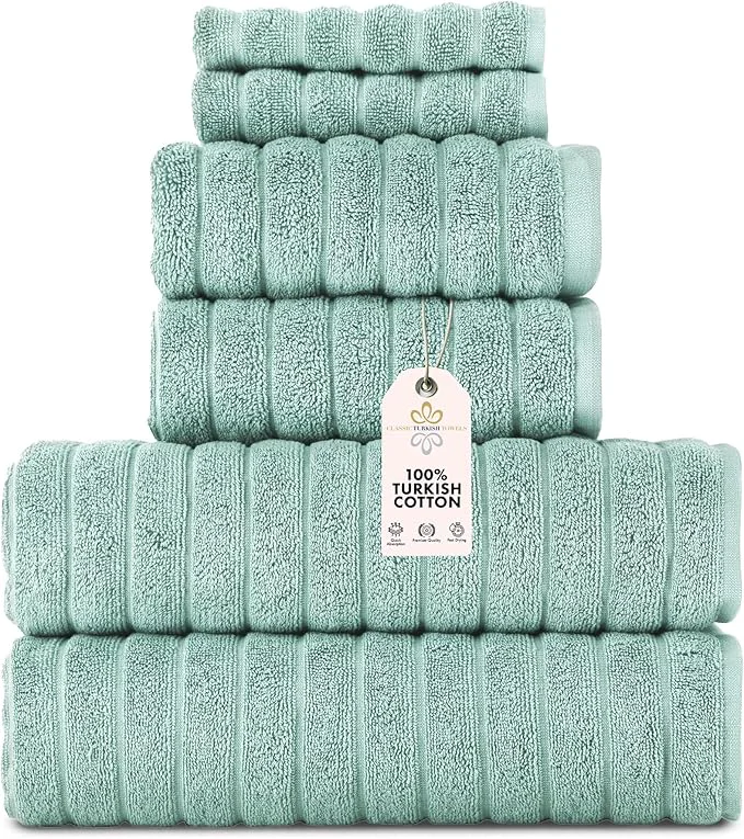 Premium Classic Turkish Towels CTT Luxury 6 Piece Towel Set Turkish Cotton Superior