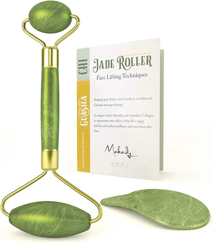 Flexible Natural Jade Roller– Gua Sha – Lymphatic Drainage Tool High-End