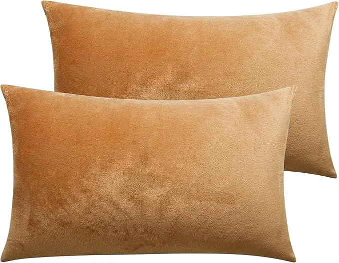 Professional NTBAY 2 Pack Zippered Velvet Queen Pillowcases Super Soft and Cozy Luxury Fuzzy Flannel Pillow Cases with Zipper 20×30 Inches Camel Original Design
