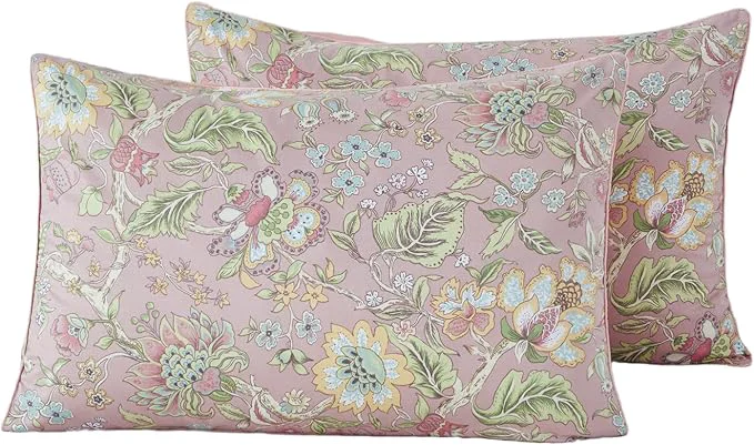 Fine Crafted WINLIFE Cotton Pillow Cases Set of 2 Blush Pink Floral Printed Pillowcase Envelope Closure Pillow Cover Soft amp Breathable Standard 20 39 39 x 26 39 39 Efficient