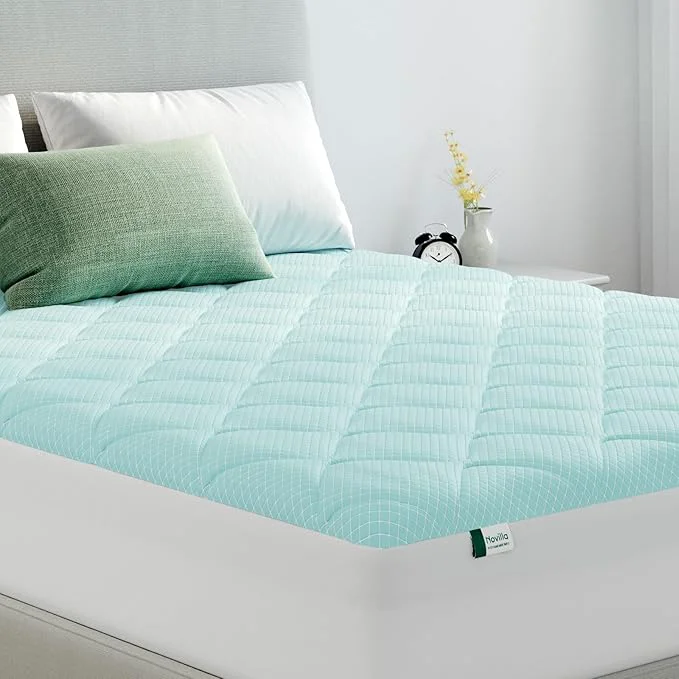 Comfortable Novilla Cooling Mattress Topper King Size Cooling Factors Infused Mattress Pad for Hot Sleepers Breathable Mattress Cover with Deep Pocket Soft Down Bed Topper for Back Pain Relief
