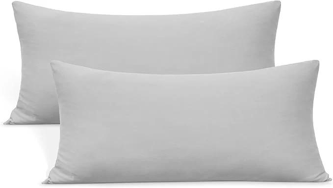 2-Pack Stretch King Pillow Cases – Jersey Knit amp Ultra Soft Envelope Closure Pillowcases T-Shirt Like Microfiber Blend – Suitable for 20×36 20×40 King Size Set of 2 Light Gray Artisan
