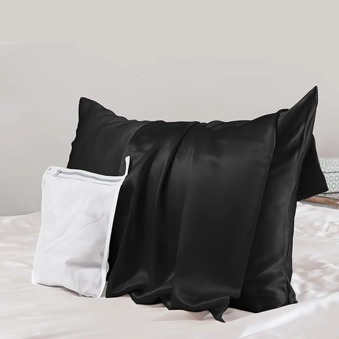 Classic PROMEED Upgraded Grade 6A Black Silk Pillowcase with Zipper 23 Momme Natural Mulberry Silk Pillow Cases for Hair and Skin – Easy Care with Laundry Bag King 20 quot x36 quot Black Lightweight