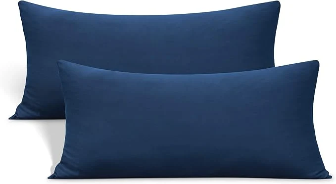 Practical 2-Pack Stretch Pillow Cases – Jersey Knit amp Ultra Soft Envelope Closure Pillowcases T-Shirt Like Microfiber Blend – Suitable for 20×36 20×40 King Size Set of 2 Navy Classic