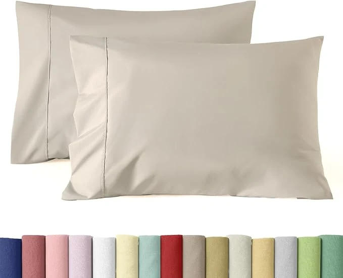 Superior WINLIFE Standard Pillowcases Set of 2 Cotton Egyptian Quality Standard Pillow Cases 2 20×26 inches Soft and Breathable Pillow Cover Taupe Advanced