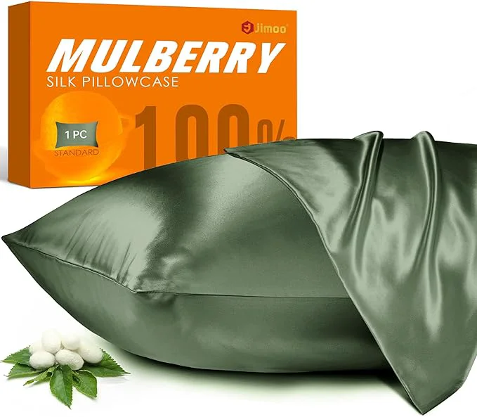 Artisan Mulberry Silk Pillowcase for Hair and Skin 22 Momme Pure Natural Silk Pillow Case Both Sided with Zipper Pillow Cover for Women Mom Men Matcha Standard 20 39 39 ×26 39 39 1 Pack Lightweight