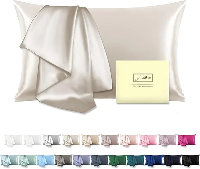 Solid Mulberry Silk Pillowcase for Hair and Skin Standard Size 20 quot X 26 quot Pillow Case with Hidden Zipper Soft Breathable Smooth Cooling Silk Pillow Covers for Sleeping Beige Standard 1Pcs High-Performance