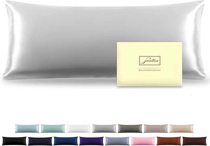 Advanced Silk Body Pillowcase Mulberry Silk Pillowcase Body Pillow Cases with Zipper Soft Breathable Smooth Cooling 20×54 inches Body Pillow Pillowcase for Sleep Silver Grey 20 quot X 54 quot 1Pcs Organic