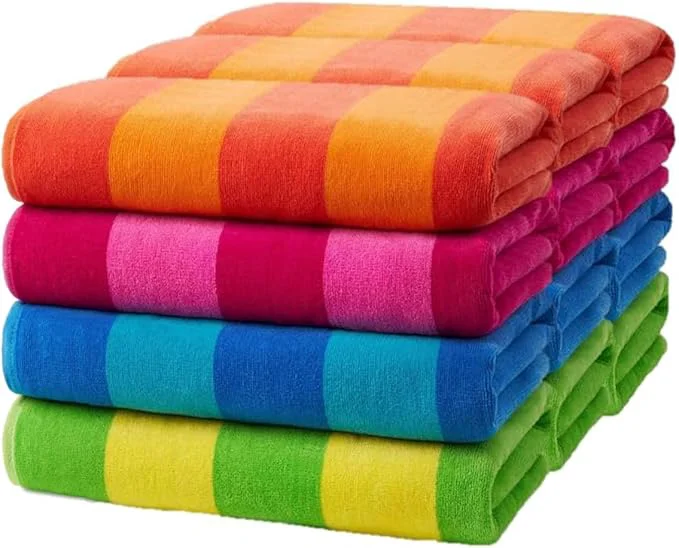 Reusable Kaufman – Soft Oversized Beach Towels in Bulk 30 x 60 Velour Striped Beach Consistent