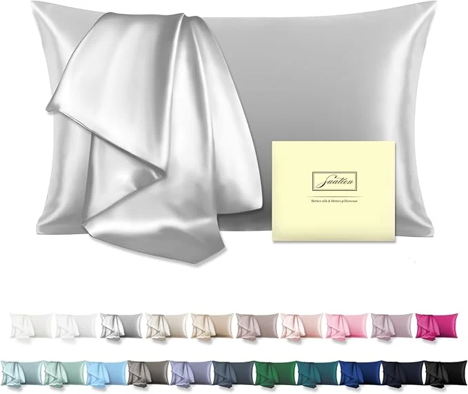 Casual Mulberry Silk Pillowcase for Hair and Skin Pillow Case with Hidden Zipper Soft Breathable Smooth Cooling Silk Pillow Covers for Sleeping Silver Grey King 1Pcs Specialty