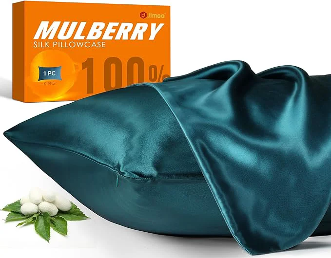 Safe Mulberry Silk Pillowcase for Hair and Skin 22 Momme Pure Natural Silk Pillow Case Both Sided with Zipper Pillow Cover for Women Mom Men Fog Blue King 20 39 39 ×36 39 39 1 Pack Fine Crafted