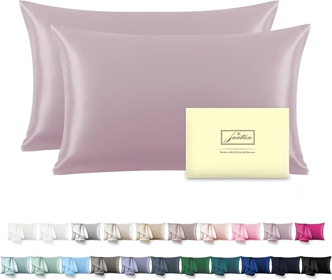 Artisan Silk Pillow Cases 2 Pack Soft Breathable and Sliky Standard Size Pillow Cases Set of 2 Natural Mulberry Silk Pillowcase Set of 2 for Hair and Skin with Hidden Zipper Lavender 20 quot X 26 quot 2pcs Durable
