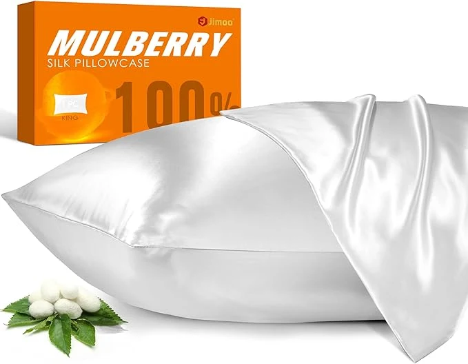 Top-Quality Mulberry Silk Pillowcase for Hair and Skin 22 Momme Pure Natural Silk Pillow Case Both Sided with Zipper Pillow Cover for Women Mom Men White King 20 39 39 ×36 39 39 1 Pack Prestigious