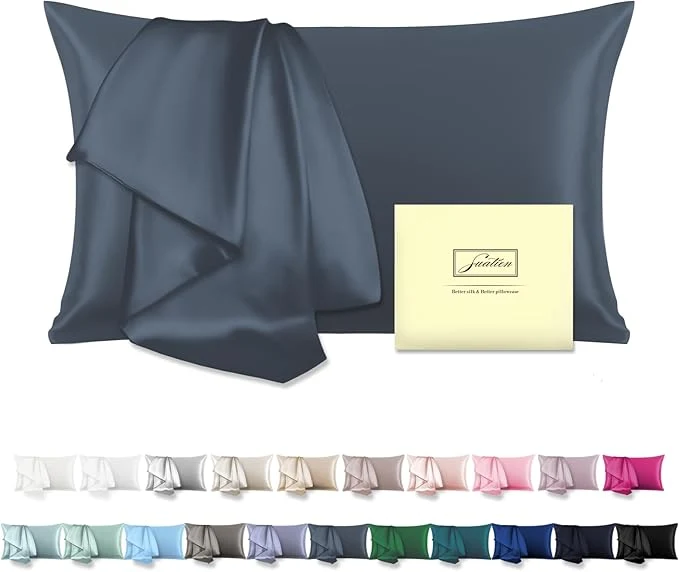 Reliable Mulberry Silk Pillowcase for Hair and Skin Pillow Case with Hidden Zipper Soft Breathable Smooth Cooling Silk Pillow Covers for Sleeping Space Grey King 1Pcs Sustainable