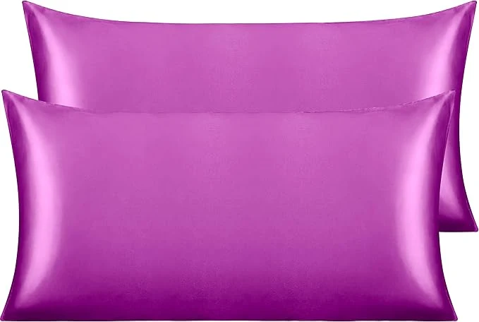 Trendy NTBAY 2 Pack Satin King Pillowcases for Hair and Skin Luxurious and Silky Pillow Cases with Envelope Closure 20×36 Inches Purple Carefully Designed