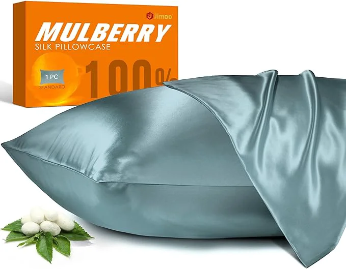 Smooth Mulberry Silk Pillowcase for Hair and Skin 22 Momme Pure Natural Silk Pillow Case Both Sided with Zipper Pillow Cover for Women Mom Men Airy Blue Queen 20 39 39 ×30 39 39 1 Pack Fine