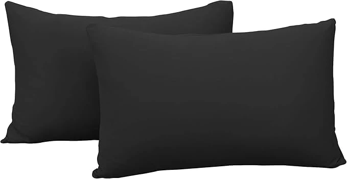Unique 2-Pack Stretch Pillow Cases – Jersey Knit amp Ultra Soft Envelope Closure Pillowcases T-Shirt Like Microfiber Blend – Suitable for Queen or Standard Size Set of 2 Black Natural