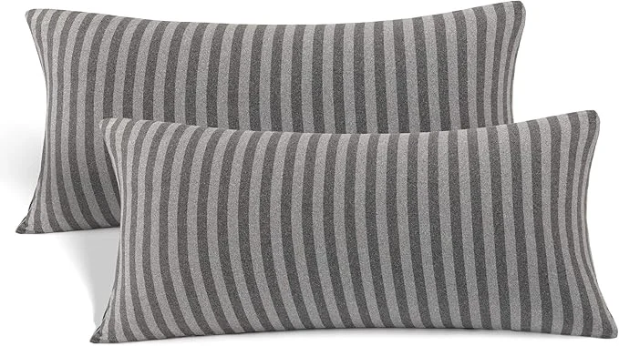Dependable 2-Pack Stretch Pillow Cases – Jersey Knit amp Ultra Soft Envelope Closure Pillowcases T-Shirt Like Microfiber Blend – Suitable for Queen or Standard Size Set of 2 Gray Black Excellent