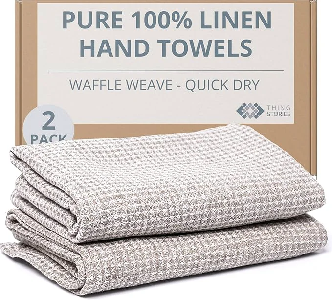 Lightweight European Flax Linen Kitchen Towels Set of 2 Secure