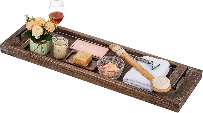 Superior Hanobe Bathtub Tray Bath Caddy Wood Tub Trays Table Extra Large Rustic Bathtub Specialty