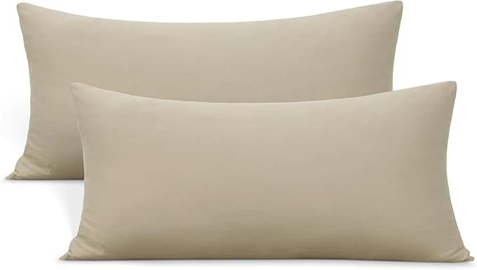 Premium Stretch Toddler Pillowcases – Jersey Knit Travel Pillow Cases to Fit Pillows Sized 12×16 13×18 or 14×20 Ultra Soft Envelope Closure Small Set of 2 Taupe Exceptional