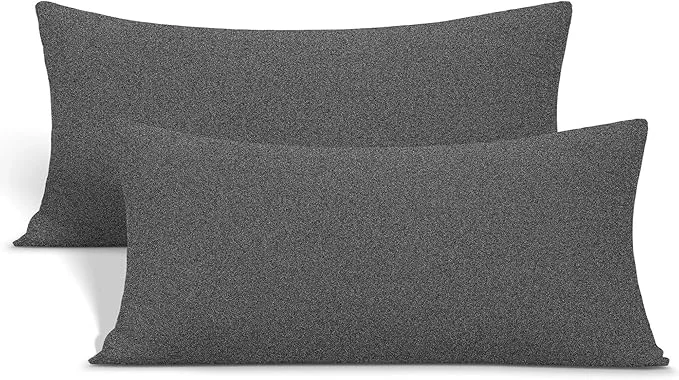 Fashionable 2-Pack Stretch Pillow Cases – Jersey Knit amp Ultra Soft Envelope Closure Pillowcases T-Shirt Like Microfiber Blend – Suitable for Queen or Standard Size Set of 2 Hemp Gray Dependable