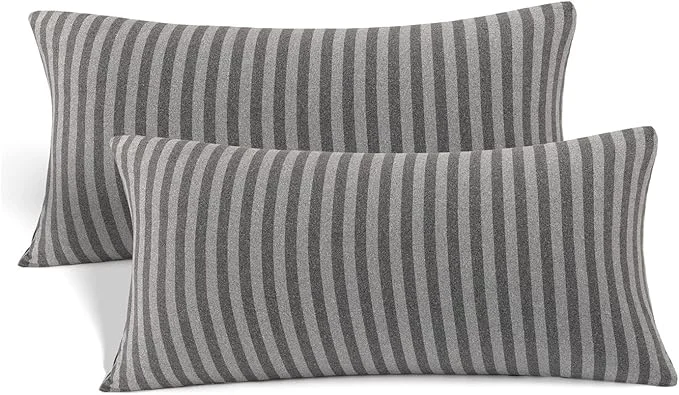 Sophisticated Jersey Knit Small Pillowcases – Mini Pillow Cases for Travel or Toddler Pillows Sized 12×16 13×18 or 14×20 Ultra Soft Envelope Microfiber Set of 2 Gray Black Exclusive