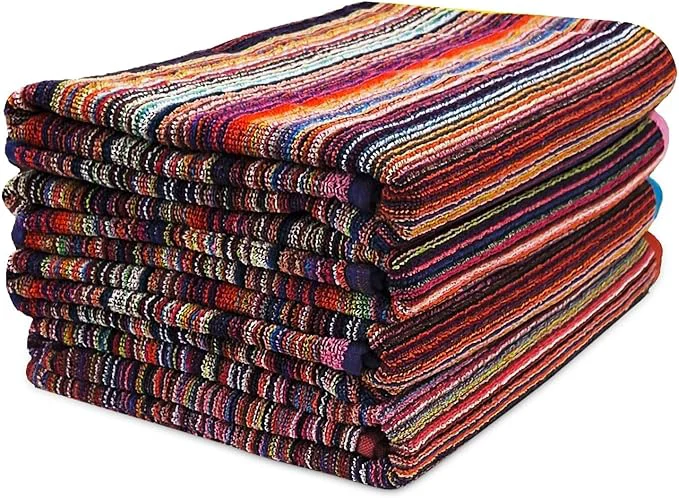 Trendy BolBom S Bath Towel Set 4 Pack 30 x 60 Inches Large Cotton Stripe Bath Quality