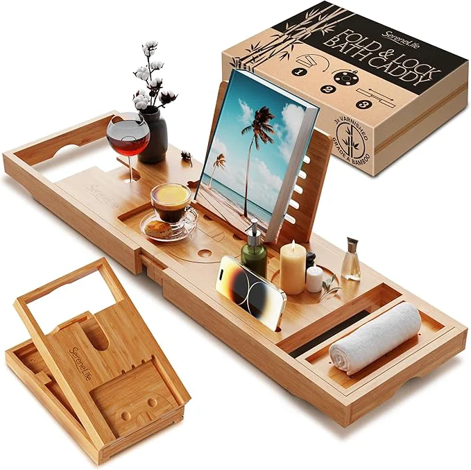 Reusable SereneLife Premium Bathtub Tray Caddy Prestigious