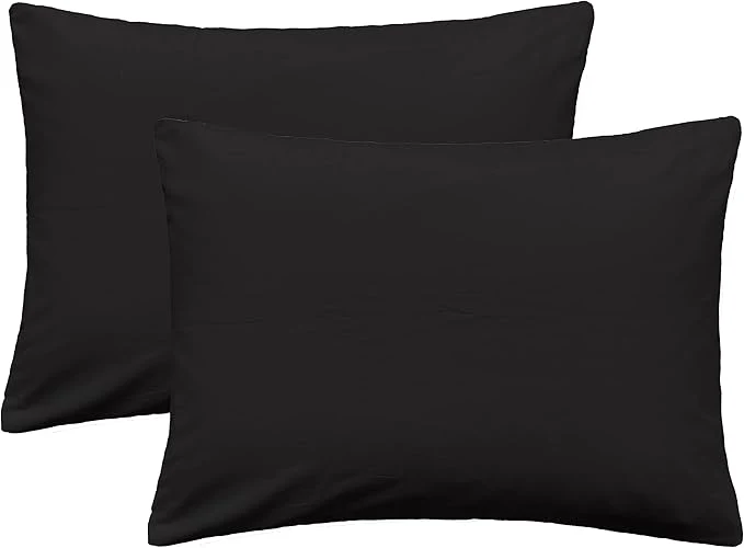 Specialty iMaylex Soft Egyptian Cotton Zipper Pillow Case Cozy and Lightweight Pillowcase Set of 2 Black Queen 20 quot x 30 quot Fashionable