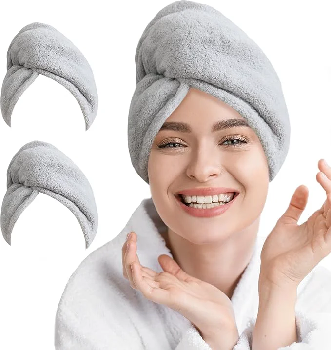 Selected 2 Pack Microfiber Hair Towel Wrap Sustainable